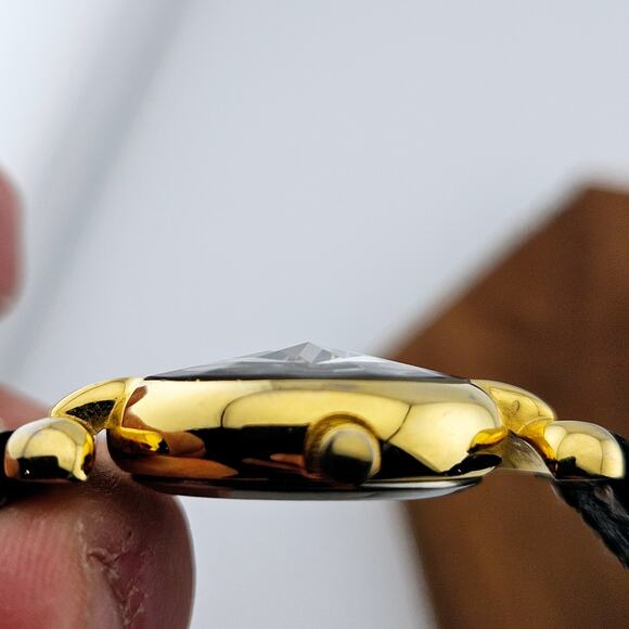 Vivani Women's Gold Tone Bracelet Watch Green Dial Black Braided Band Artsy Bold - Picture 4 of 7